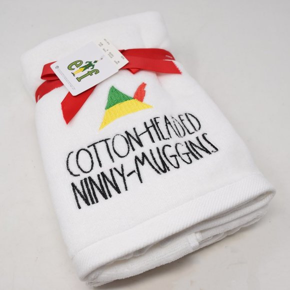 Rae Dunn Elf Cotton Headed Ninny Muggins Hand Towels Set of 2 New Cotton White - Picture 11 of 13